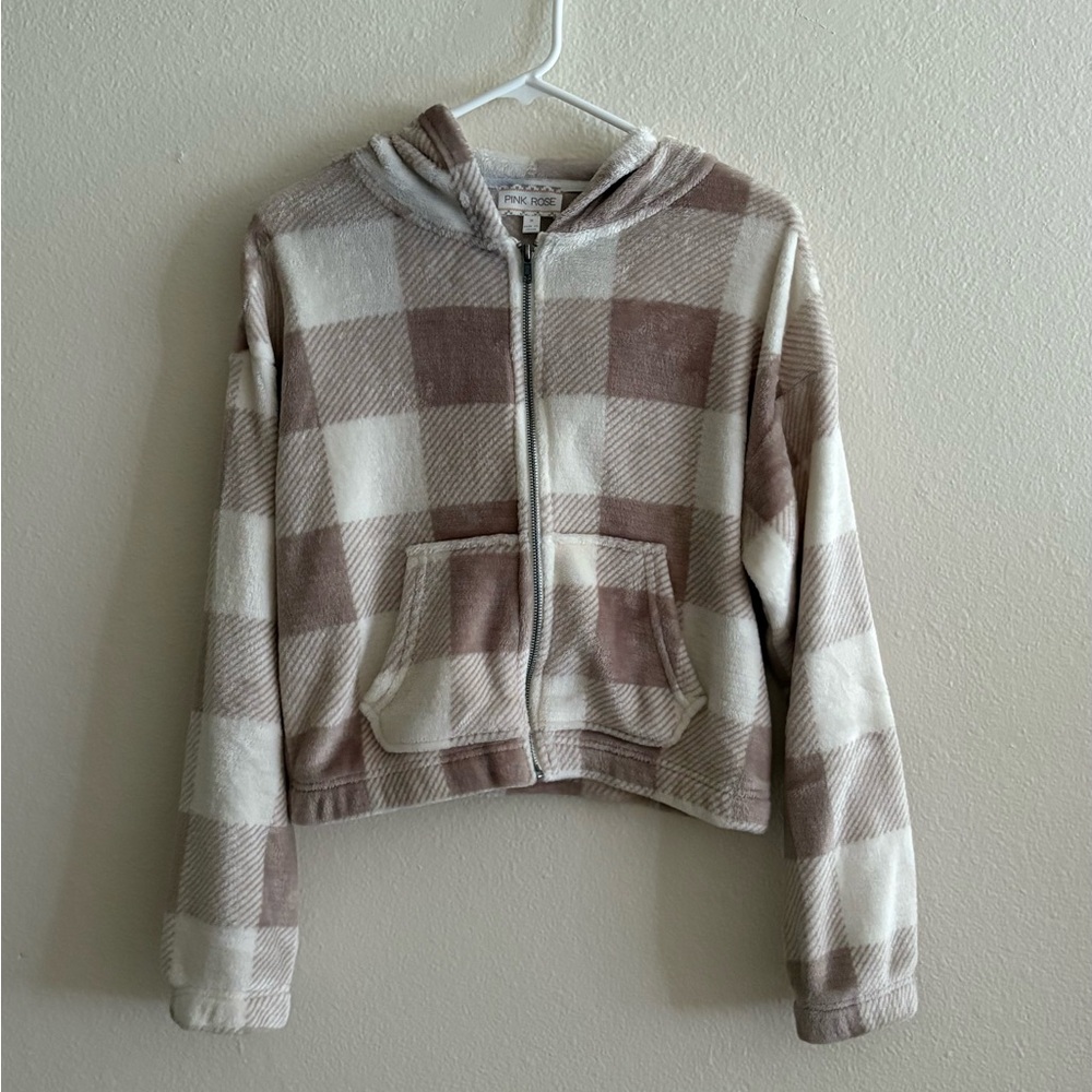 Pink Rose Fuzzy Zip-Up Jacket